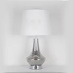 TABLE LAMP, WITH  LINEN SHADE,  METAL, SILVER-WHITE, 33x61.5cm