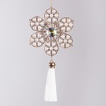 SNOWFLAKE, GOLD PEARL WITH WHITE TASSEL, 8.8x19cm