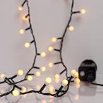 LINE, 100 LED 3mm, WHITE BALLS 0.9cm, 31V ADAPTOR, 8 M/F & MEMORY, GREEN PVC WIRE, WARM WHITE LED PER 3cm, LEAD WIRE 3m, IP44