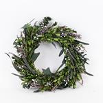 WREATH, PURPLE-GREEN-WHITE, 42x42x59cm