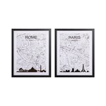 S/2 ΠΙΝΑΚΑΣ ΜΕ ΠΛΑΙΣΙΟ PARIS - ROME ΛΕΥΚΟΙ - ΜΑΥΡΟΙ 40x2x50cm