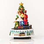 CHRISTMAS TREE WITH DANCERS AND TRAIN, 8 LED, WITH ADAPTOR, WITH MUSIC AND MOVEMENT, 14,5x14,5x20,5cm