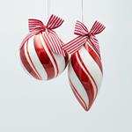 GLASS ORNAMENT, CANDY, WITH BOW, 2 DESIGNS, SET 4PCS, 10cm