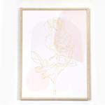 FRAMED WALL ART,  WITH  PLASTER,  FLOWER,  SALMON-BEIGE-GOLD,45x60x2,2cm