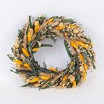 WREATH, WITH WHEAT, YELLOW-NATURAL-GREEN, 42x42x59cm