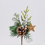 PICK WITH WHITE BERRIES AND GOLD STAR, 26cm