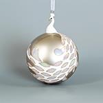 GLASS BALL, SILVER WITH PORCELAIN PEACOCK, 10cm, PCS 1