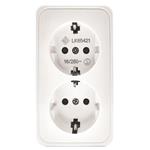 SOCKET MINI SCHUKO DOUBLE WITHOUT COVER WHITE IP20