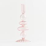 GLASS CANDLE HOLDER, LIGHT PINK, 8,5x22cm