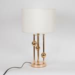 TABLE LAMP,  WITH  LINEN SHADE,  METAL,  GOLD-BEIGE, 30x52.5cm