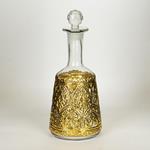 GLASS BOTTLE, WITH METAL FITTING,GLASS- METAL, GOLD, 29x12,5cm