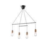 PENDANT LIGHT FIXTURES WOOD-METAL 4LIGHTS 4XΕ27 930X120X1180mm BLACK ARTE ILLUMINA EDISON