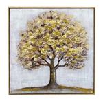 CANVAS  PAINTING,GOLD FRAME, TREE, BROWN & GOLD, 60x60x3.5cm