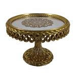 TRAY, WITH MIRROR,  POLYRESIN, ANTIQUE GOLD, 23x23x15.2cm