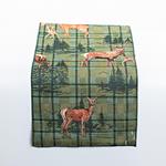 TABLE RUNNER, GREEN WITH REINDEERS, 150x33cm