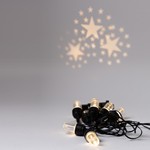 GARLAND PROJECTOR, 8 LED, STARS, 4.5V ADAPTOR, STEADY, BLACK PVC WIRE, WARM WHITE LED PER 50cm, LEAD WIRE 5m, IP44