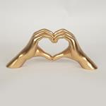 TABLE  DECORATIO, POLYRESIN, HEART  SHAPED HANDS, GOLD, 27.5x6.5x11.4cm
