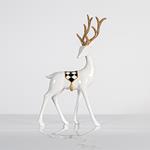 WHITE REINDEER, LOOKING BACK, WITH GOLD HORNS, 33cm