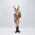 REINDEER POLYRESIN, WITH TREE, 41.5cm