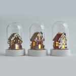 DISPLAY BOX, GLASS LIGHTED DOME,WARM WHITE, BATTERY OPERATED, 4 DESIGNS, 5,5*9cm, 12PCS