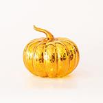 GLASS LED LIGHTED PUMPKIN, BATTERY OPERATED, ORANGE, 17x14,5cm
