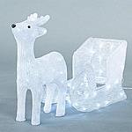 ACRYLIC DEER WITH CARRIAGE, 31V, 100 WHITE LED, WITH ADAPTOR, LEAD WIRE 500cm, 35x17x47, 47x22x29cm, IP44