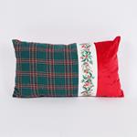 PILLOW WITH MISTLETOE, GREEN CHECKERED, 30x50cm