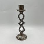 CANDLE HOLDER, POLYRESIN, SILVER, 8.5x8.5x25.50cm
