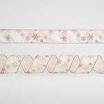 CHAMPAGNE RIBBON, WITH SILVER AND PINK SNOWFLAKES, 6,35cm, 10Y
