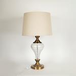 TABLE LAMP, WITH  LINEN  SHADE, METAL-GLASS, GOLD-ECRU, 63x35cm
