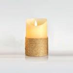 DECO LED CANDLE WITH ROPE, BATTERY, FLICKERING FLAME, TIMER, IVORY, 7,5x12,5cm