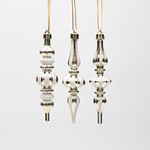 PLASTIC STALACTITE, GOLD WITH WHITE, SET 3PCS, 13cm