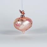 GLASS BALL, PINK WITH PORCELAIN BUTTERFLY, 9cm, PCS 1