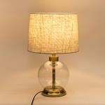 TABLE LAMP, WITH  LINEN  SHADE, METAL-GLASS,  GOLD-GREY-WHITE, 28x45cm