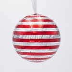 GLASS BALL, DISCO, RED SILVER, 14cm