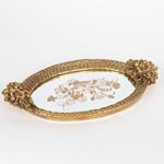 TRAY, WITH MIRROR, POLYRESIN, ANTIQUE GOLD, 40x4.5x23cm