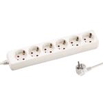 SOCKET 6 SCHUKO HOLES CABLE 3X1,5mm EXTENSION 1,5m WITH SHUTTER PROTECTION
