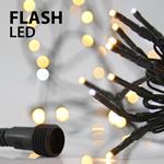LINE, 100 LED 3mm, 31V, CONNECTOR UNTIL 3, WITH ADAPTOR, LEAD WIRE 300cm, GREEN WIRE, WARM COPPER LED, 9 WHITE FLASH LED, PER 10cm, IP44