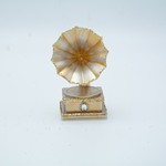 ACRYLIC ORNAMENT, GRAMOPHONE, GOLD MATT, 5.3x5.3x10.6cm