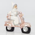 WHITE SANTA WITH PINK MOTORCYCLE, 29x11,5x33cm