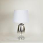 TABLE LAMP, WITH  LINEN  SHADE, METAL-GLASS, SILVER-WHITE, 52x30cm
