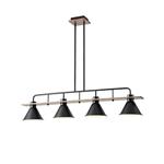 PENDANT LIGHT FIXTURES WOOD-METAL 4LIGHTS 4XE27 1030X180X865mm BLACK ARTE ILLUMINA CONO