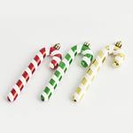 PLASTIC CANDY CANES, GOLD, RED,GREEN, SET 3PCS, 13cm
