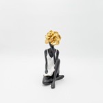 DECORATIVE SCULPTURE WOMAN WITH FLOWER WHITE-BLACK-GOLD 10.5X16.5X24.5CM