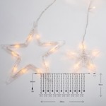 ΚΟΥΡΤΙΝΑ, 138 LED 5mm ΜΕ ΑΣΤΕΡΙΑ, 31V ΜΕΤΑΣΧΗΜΑΤΙΣΤΗ, 4 ΕΠΕΚΤΑΣΕΙΣ ΕΩΣ 3 ΣΕΤ, ΔΙΑΦΑΝΟ PVC ΚΑΛΩΔΙΟ, ΘΕΡΜΟ ΛΕΥΚΟ LED (H110 x W220cm, 12 ΣΕΙΡΕΣ), ΠΡΟΕΚΤΑΣΗ ΠΑΡΟΧΗΣ 3m, IP44