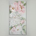 CANVAS WALL ART, PINK-WHITE-GREEN-GOLD FLOWERS, 80x120x3.5cm