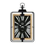WALL CLOCK,  IRON-MDF,WITH  GLASS,  BLACK- WHITE-NATURAL, 46x6x76