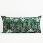 PILLOW, GREEN WITH GEOMETRIC SHAPES, 60x30cm