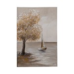 CANVAS WALL ART TREE & SHIP BROWN-WHITE-BEIGE 60x3x90cm