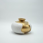 ΒΑΖΟ ΚΕΡΑΜΙΚΟ ΛΕΥΚΟ - ΧΡΥΣΟ 22.5x21x15.5cm